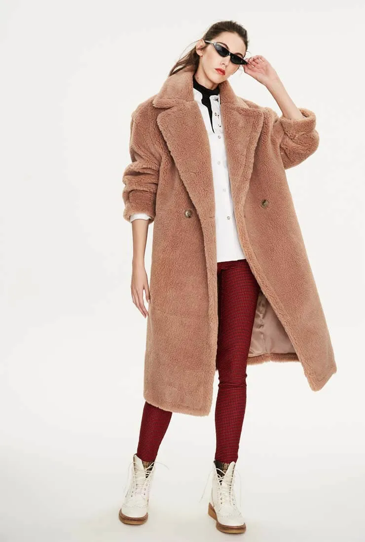 Multicolor Long Wool Blend Teddy Coat