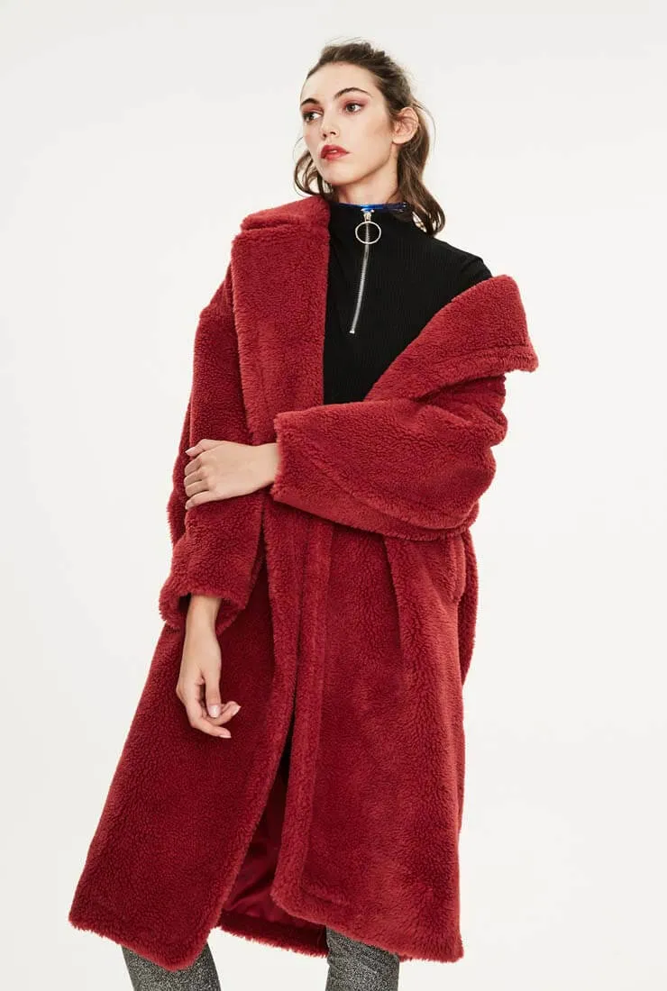 Multicolor Long Wool Blend Teddy Coat