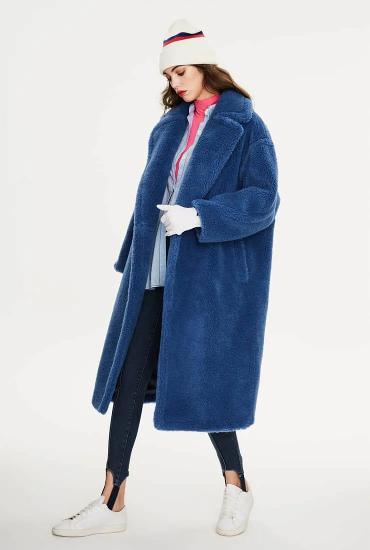 Multicolor Long Wool Blend Teddy Coat