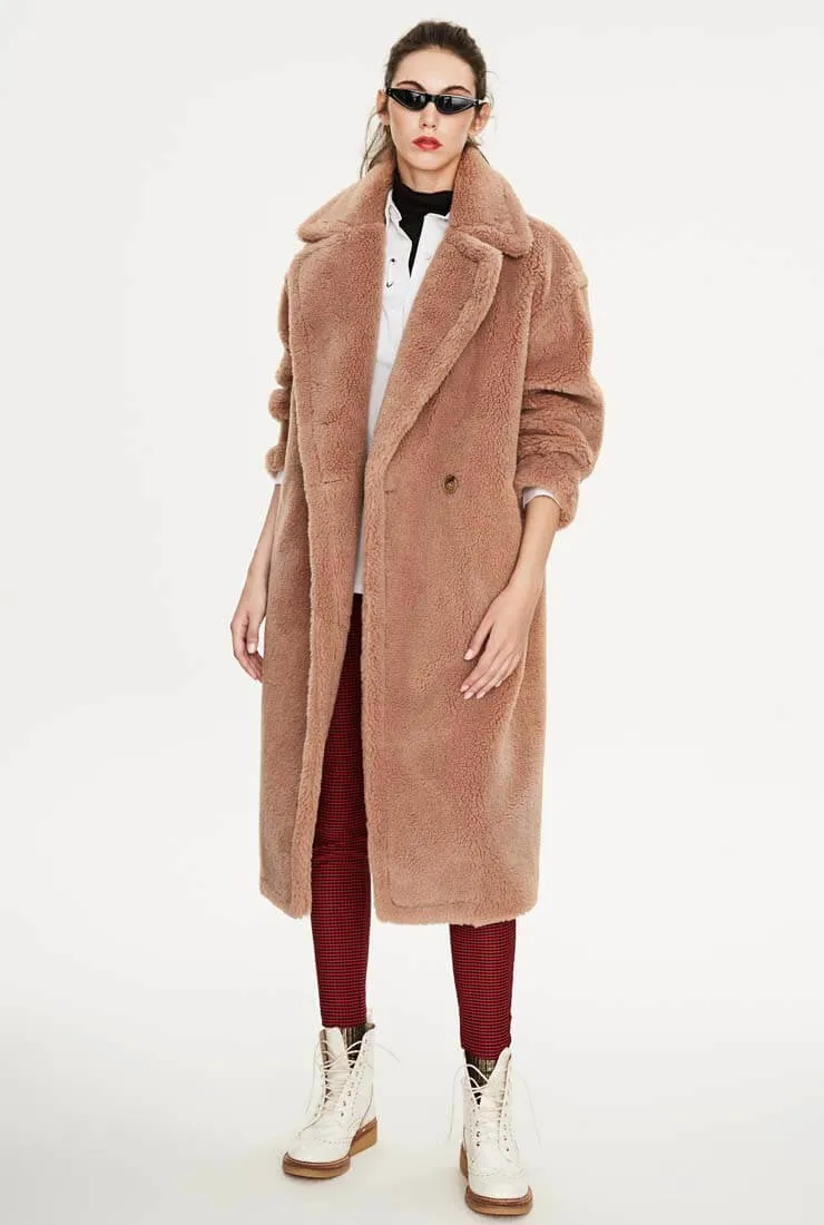 Multicolor Long Wool Blend Teddy Coat