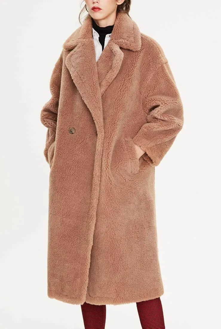 Multicolor Long Wool Blend Teddy Coat