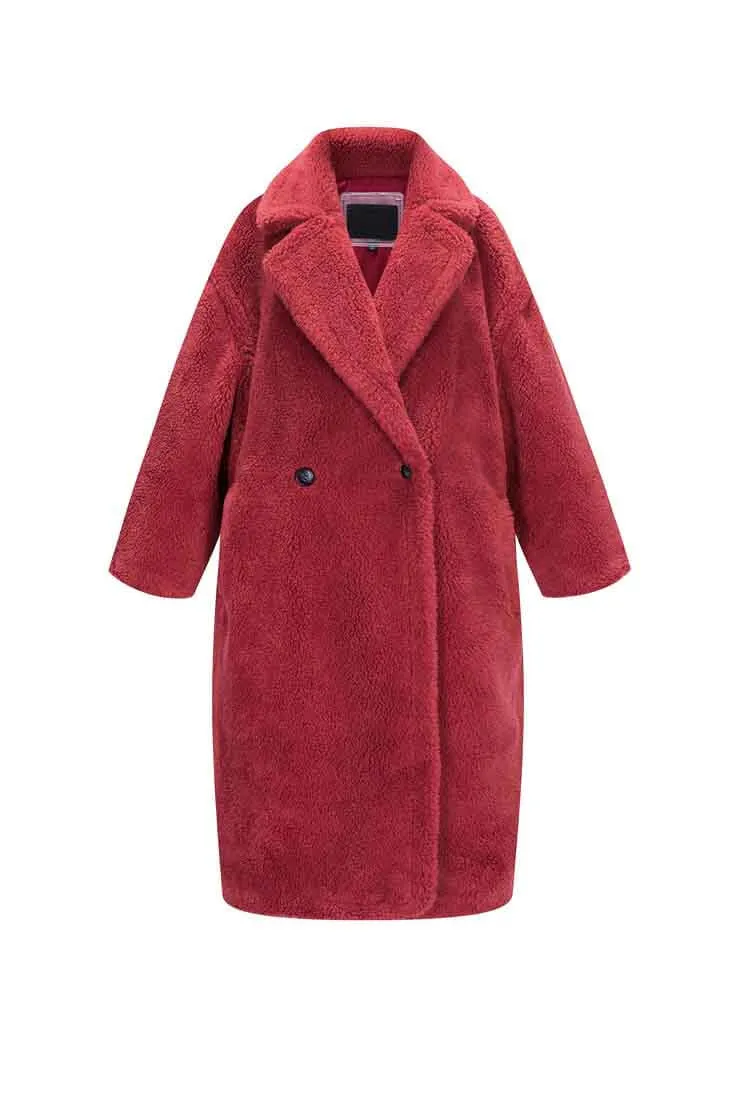 Multicolor Long Wool Blend Teddy Coat