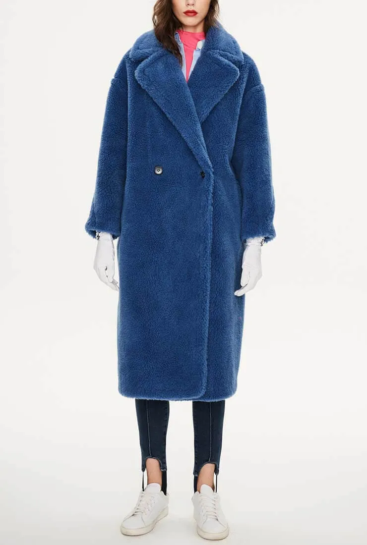 Multicolor Long Wool Blend Teddy Coat