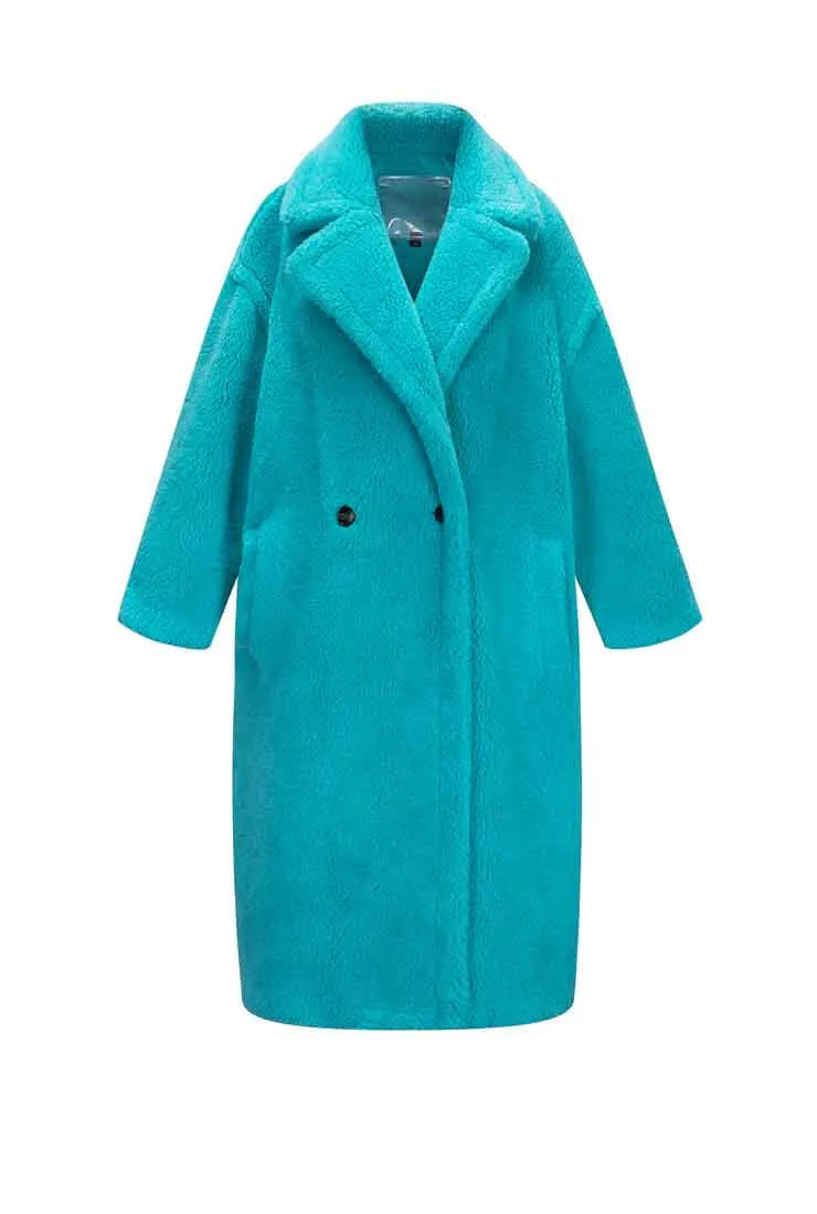 Multicolor Long Wool Blend Teddy Coat