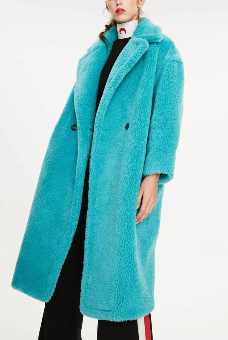 Multicolor Long Wool Blend Teddy Coat