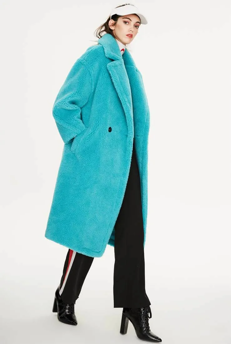 Multicolor Long Wool Blend Teddy Coat