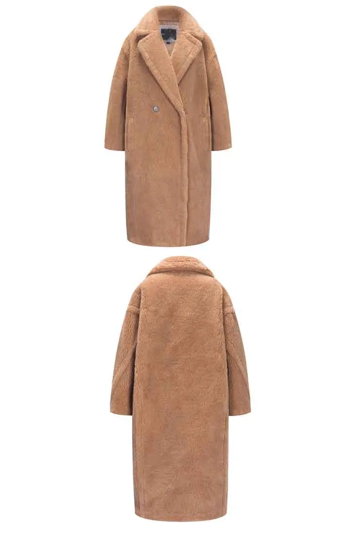 Multicolor Long Wool Blend Teddy Coat