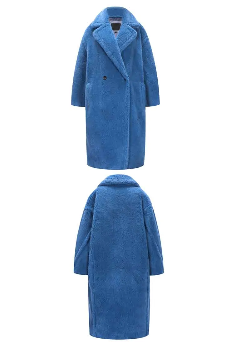 Multicolor Long Wool Blend Teddy Coat