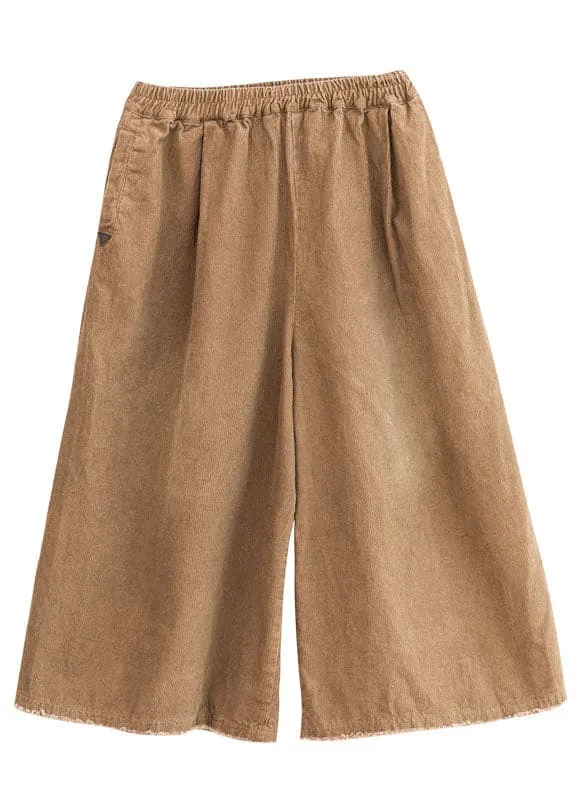 Natural Coffee Corduroy wide leg Pants Spring