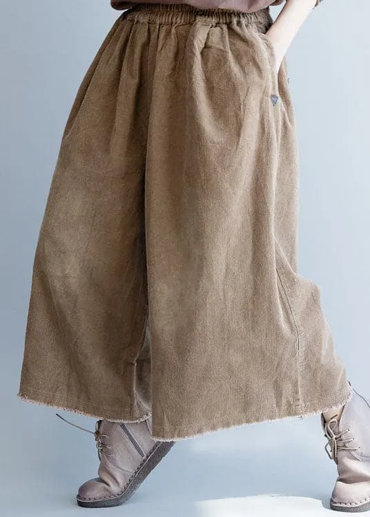 Natural Coffee Corduroy wide leg Pants Spring