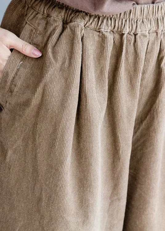 Natural Coffee Corduroy wide leg Pants Spring