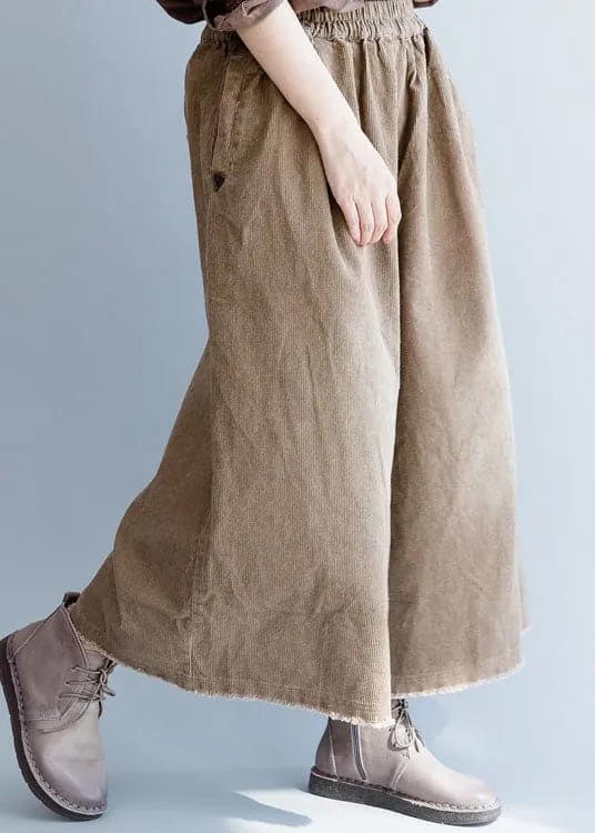 Natural Coffee Corduroy wide leg Pants Spring