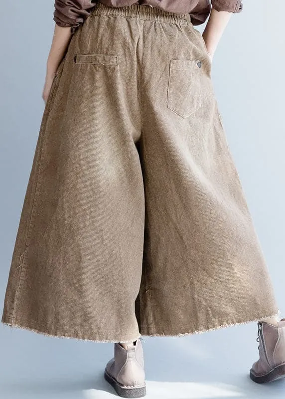 Natural Coffee Corduroy wide leg Pants Spring