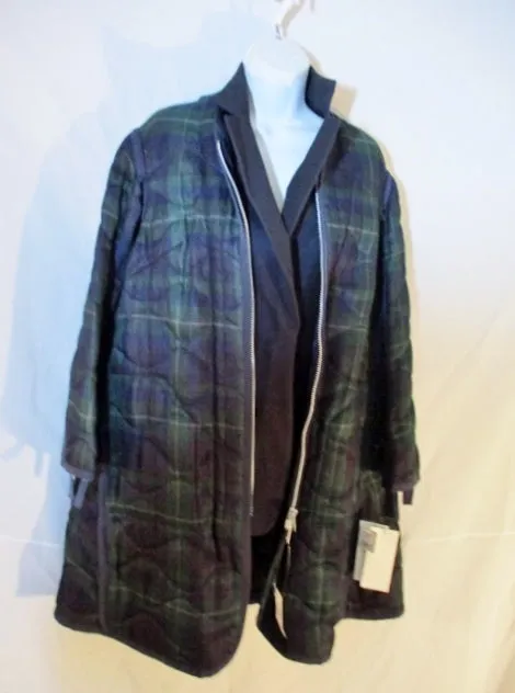 NEW SACAI  PLAID TARTAN jacket coat 1 NWT GREEN BLUE NAVY NWT Womens