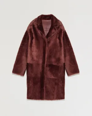 Oversized shearling coat with tailored collar