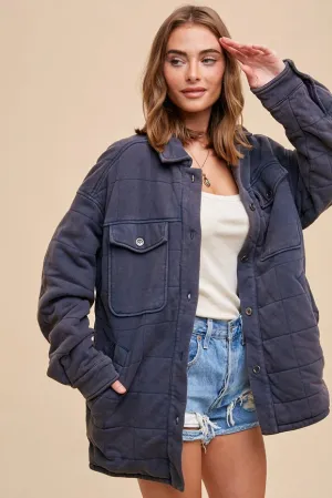 Oversized Thick Quilted Outerwear Charcoal