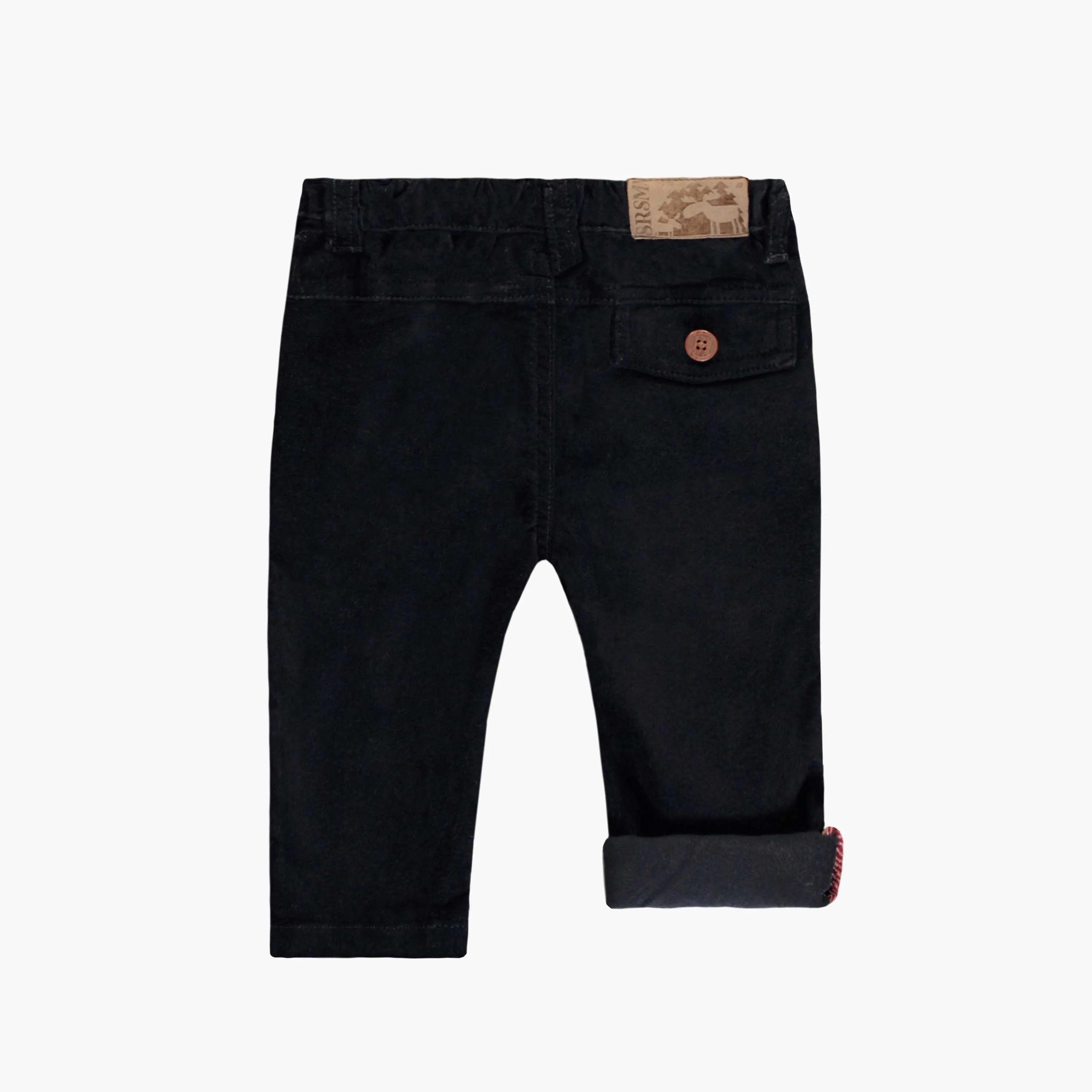 Pantalon noir de coupe régulière en velours, bébé || Regular-fit black pants in velvet, baby