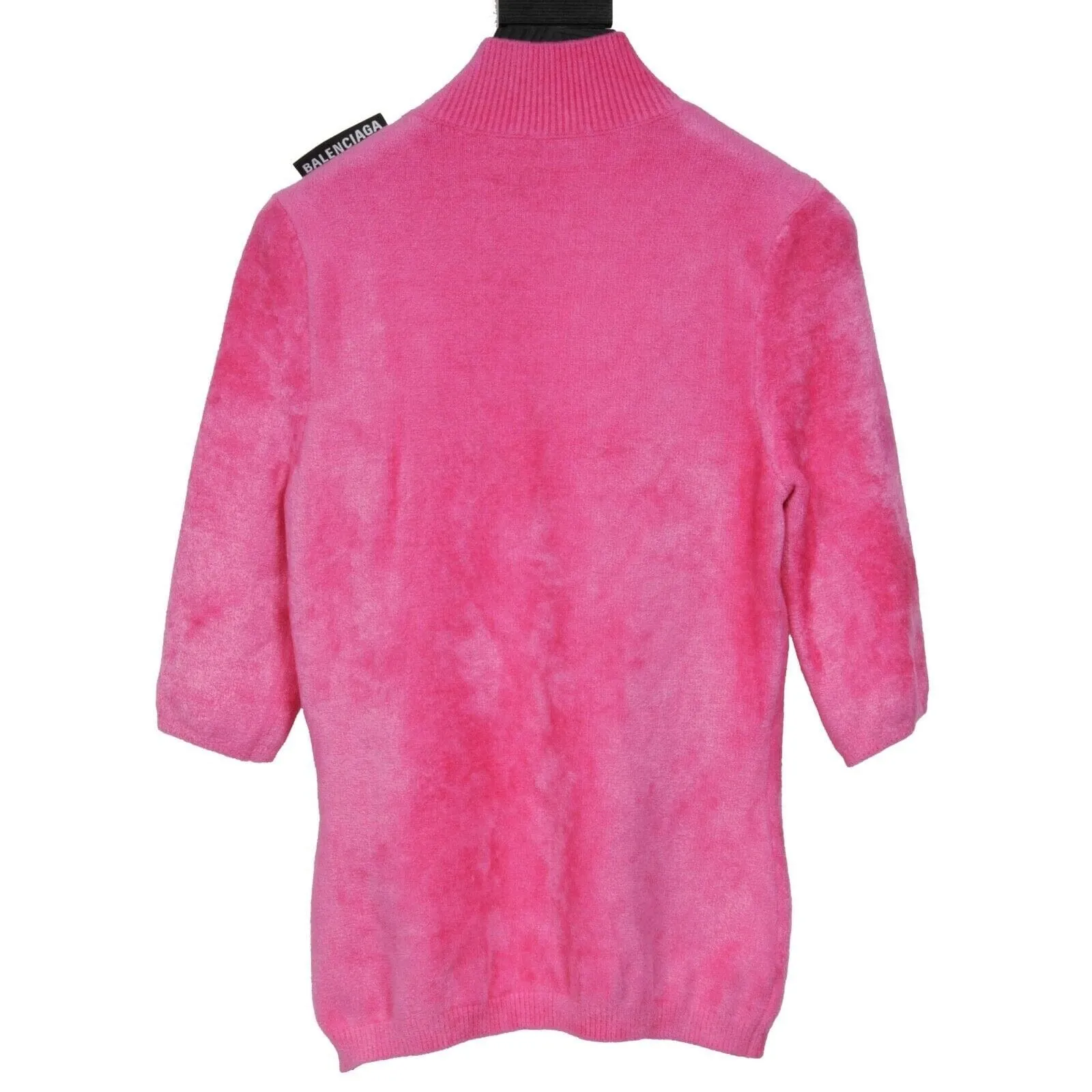 Pink Velvet Short Sleeve Stretch Turtleneck Sweater Shirt