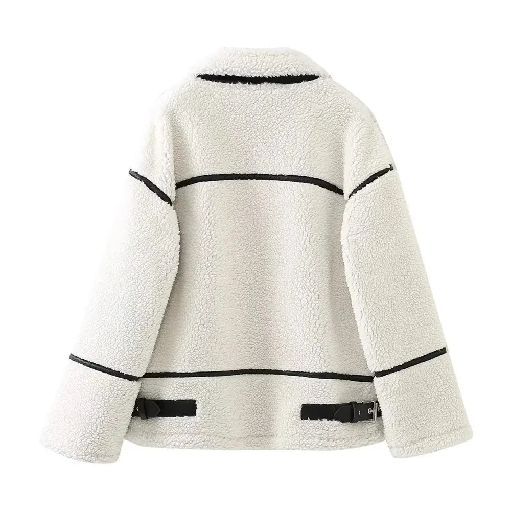 Shearling Cream white autumn coat cozy warm Fall coat