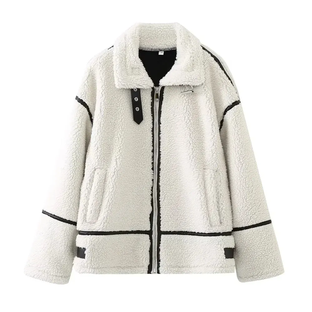 Shearling Cream white autumn coat cozy warm Fall coat