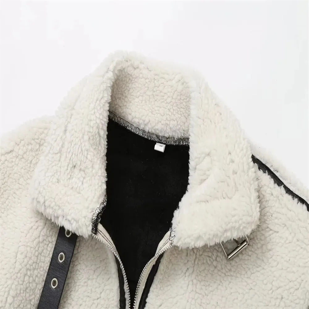 Shearling Cream white autumn coat cozy warm Fall coat