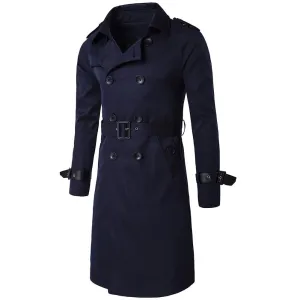 Slim Fit Belted Trench Coat Navy