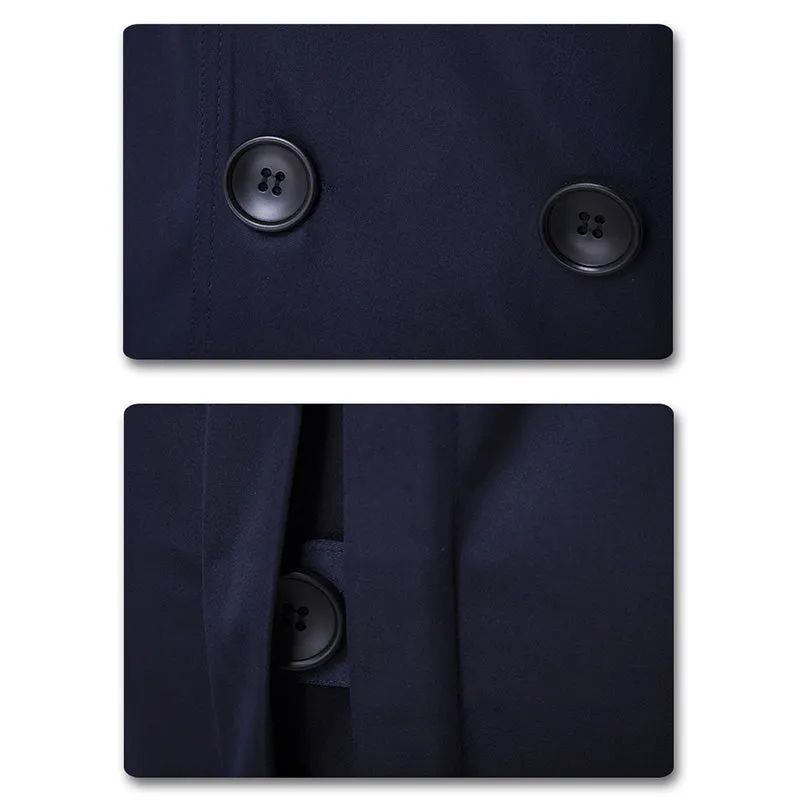 Slim Fit Belted Trench Coat Navy