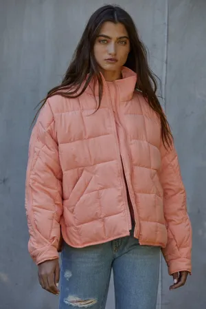 Soleil Peach Pullover Puffer Jacket