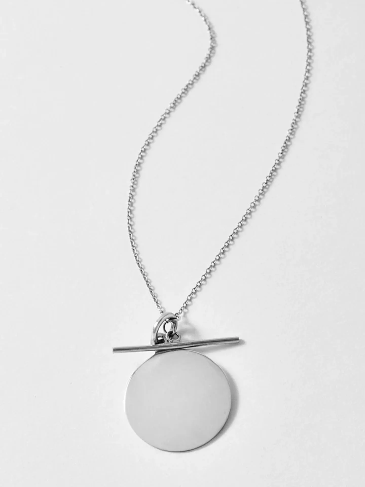 Sterling Silver Disk & Toggle Necklace