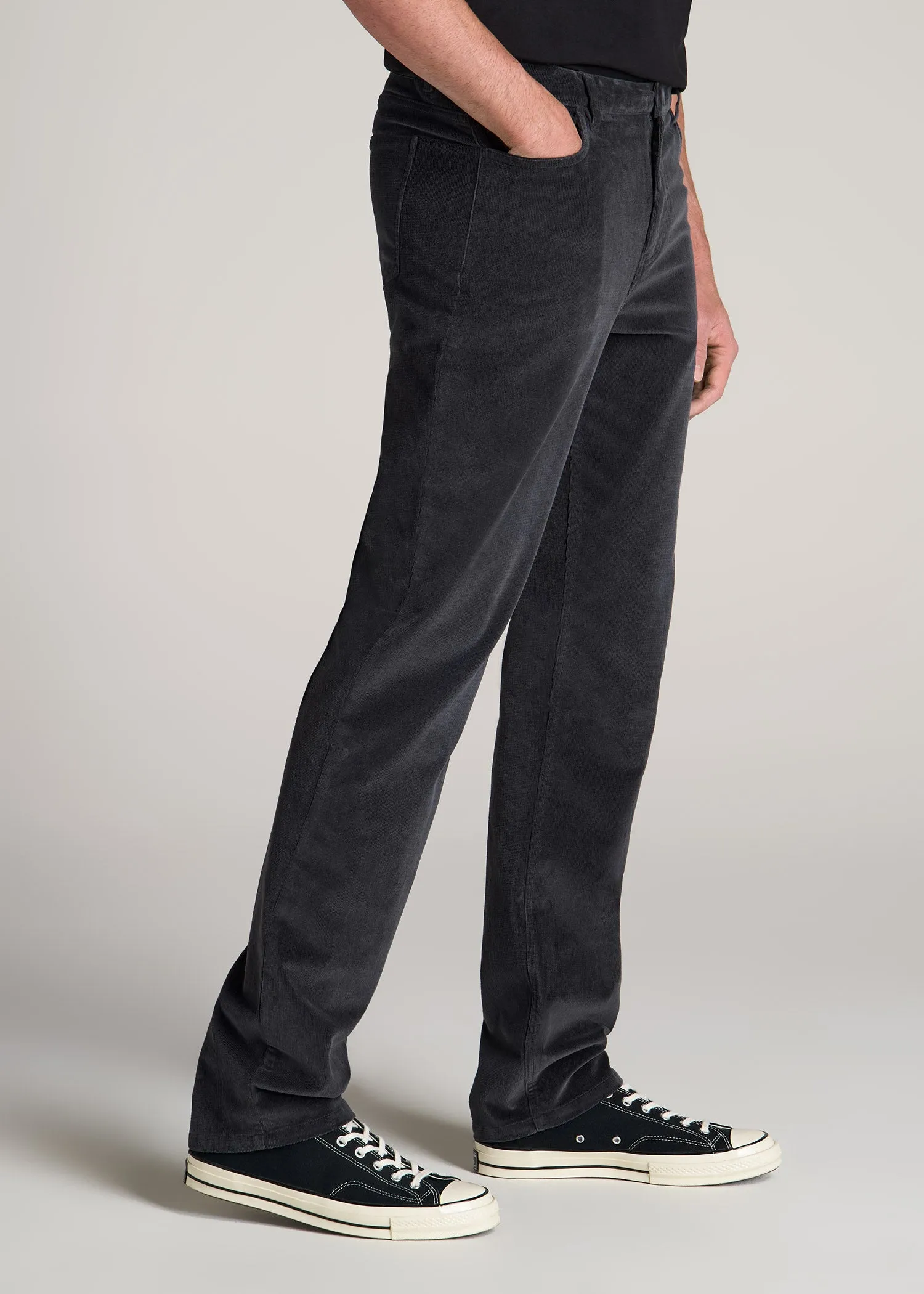 STRAIGHT-LEG Stretch Corduroy Pants for Tall Men in Iron Grey