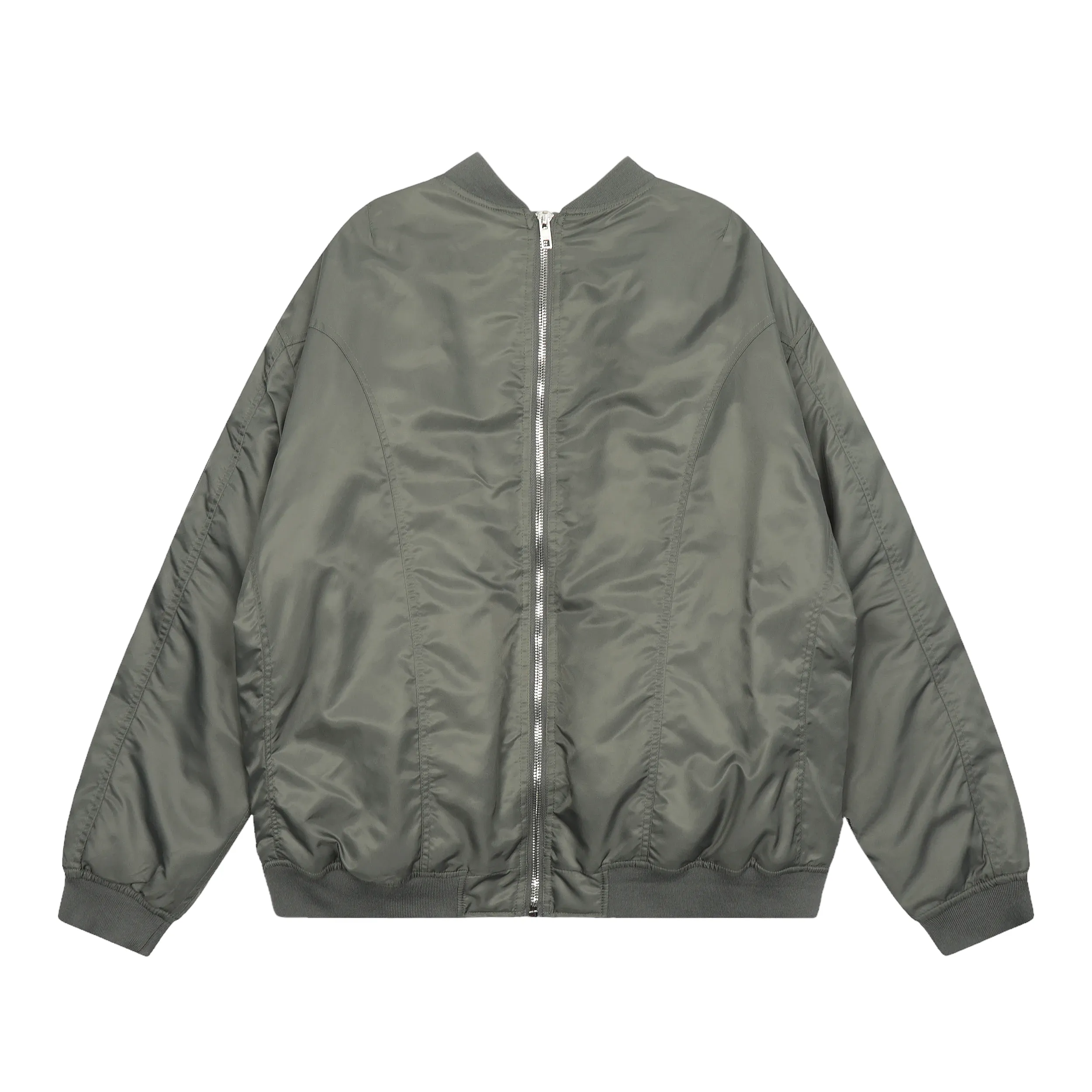 Super oversized quilted flight jacket with zipper details