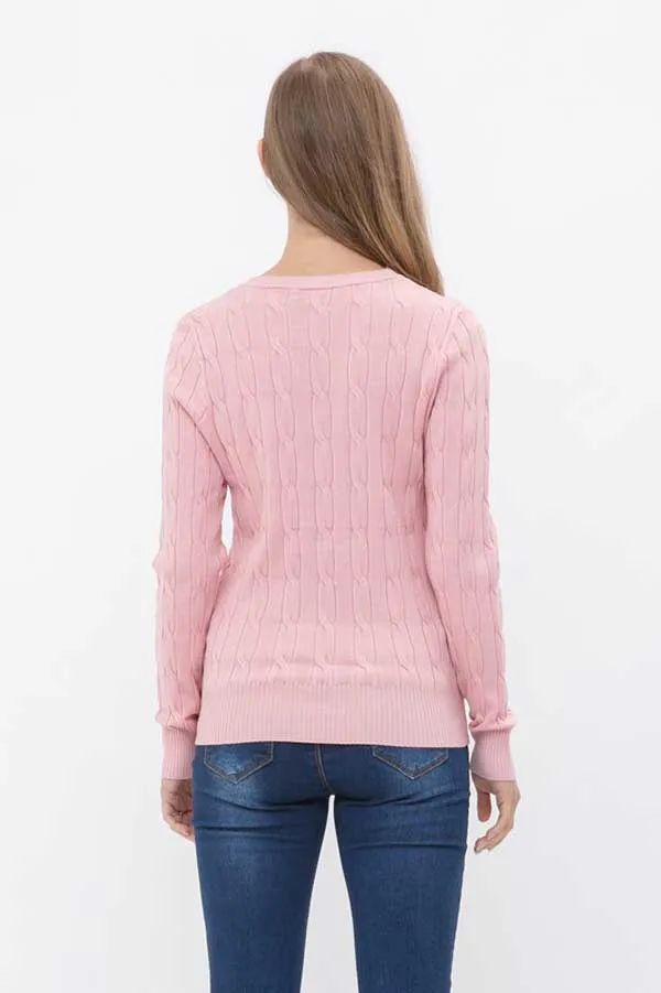 V-Neck Cable Knit Sweater