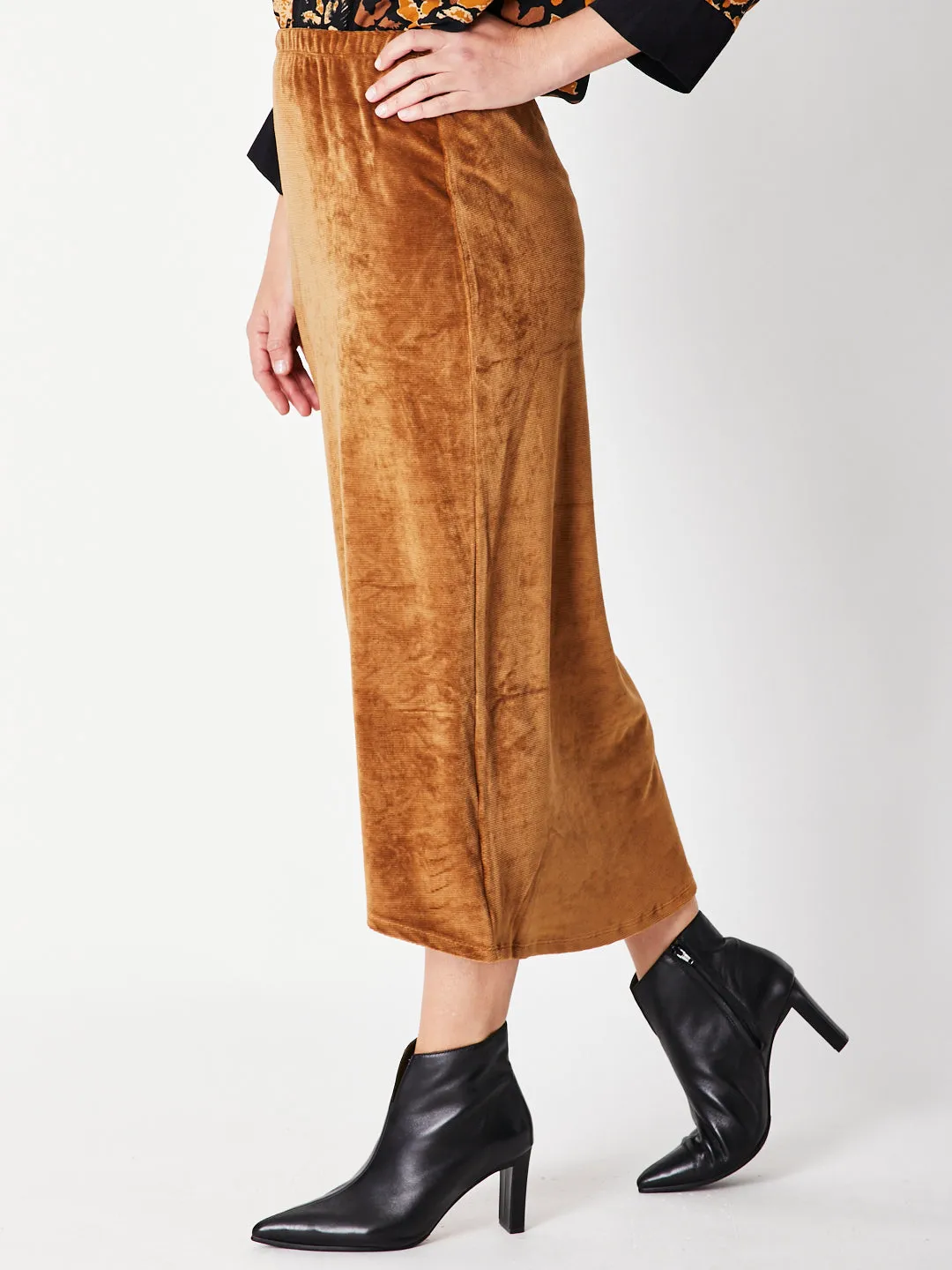 VELOUR HILO SKIRT - CAMEL 29720 -SW