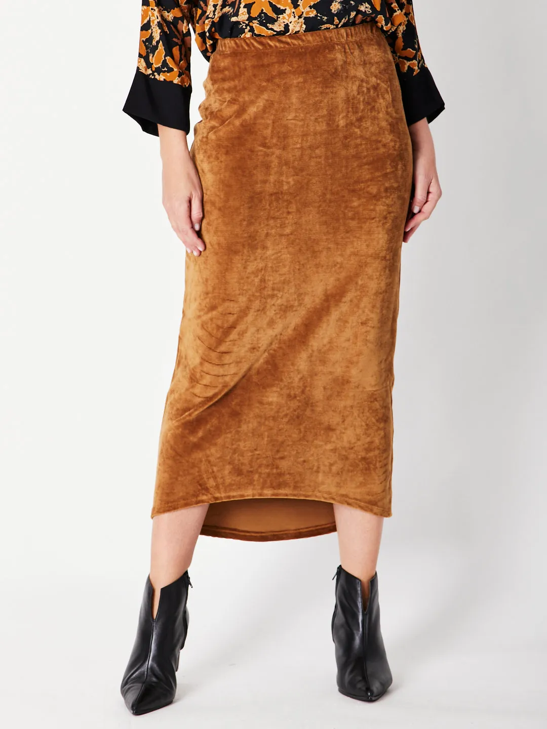 VELOUR HILO SKIRT - CAMEL 29720 -SW