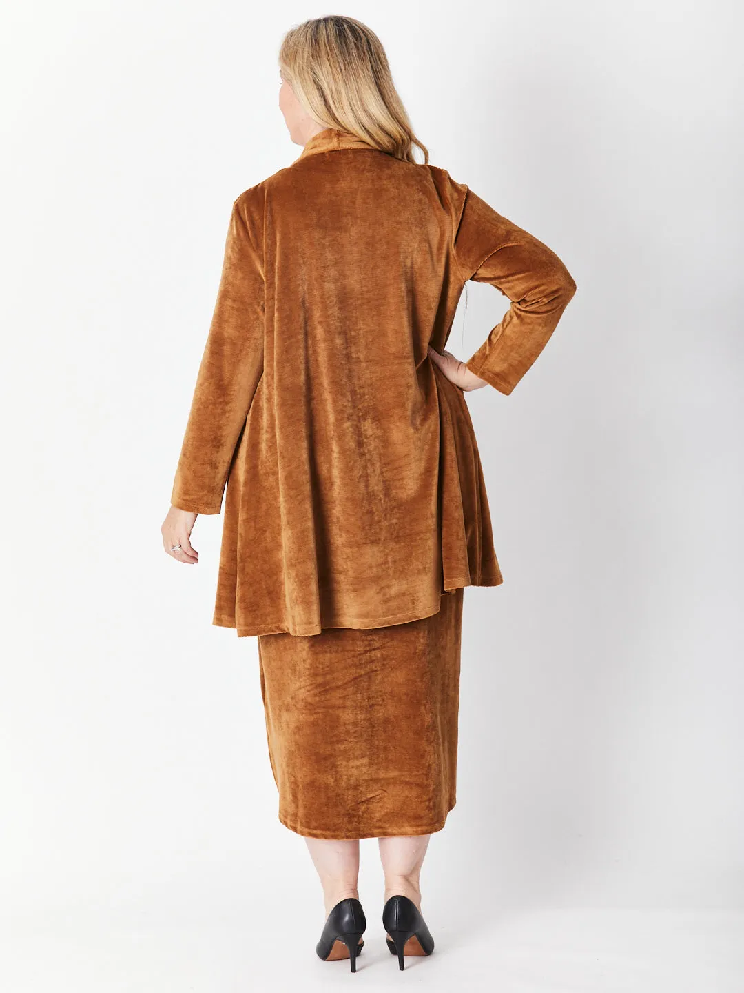 VELOUR HILO SKIRT - CAMEL 29720 -SW