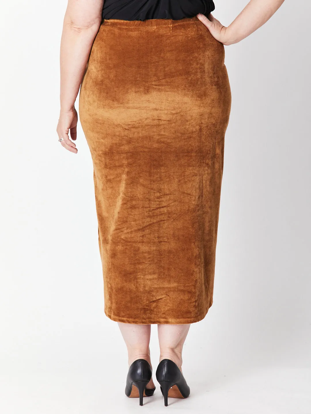 VELOUR HILO SKIRT - CAMEL 29720 -SW