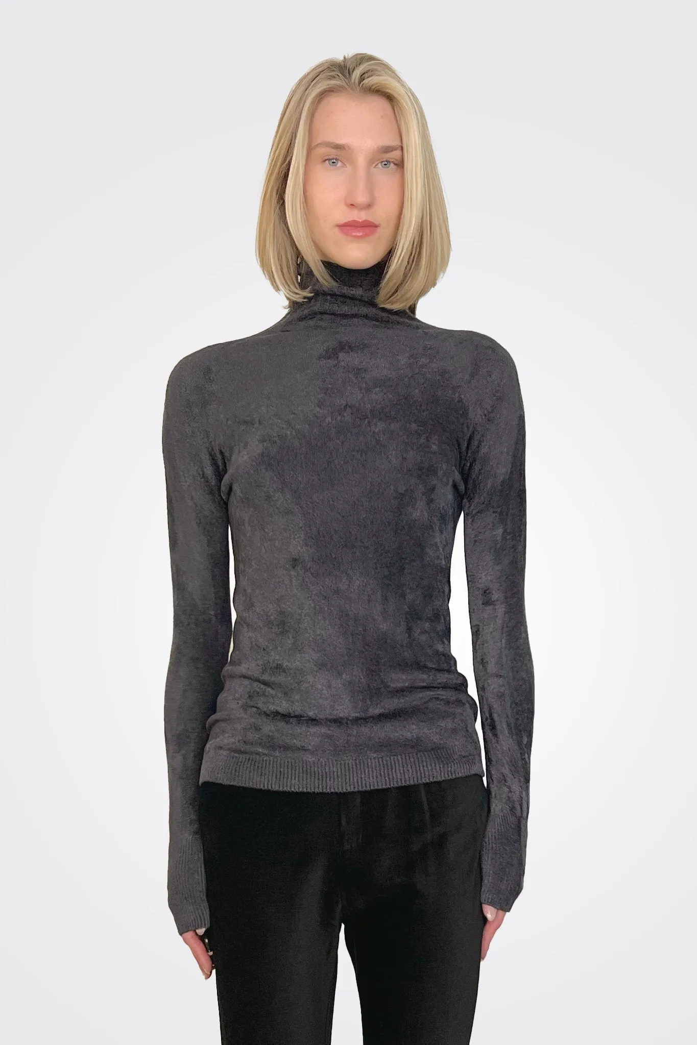 Velvet Turtleneck - Grey