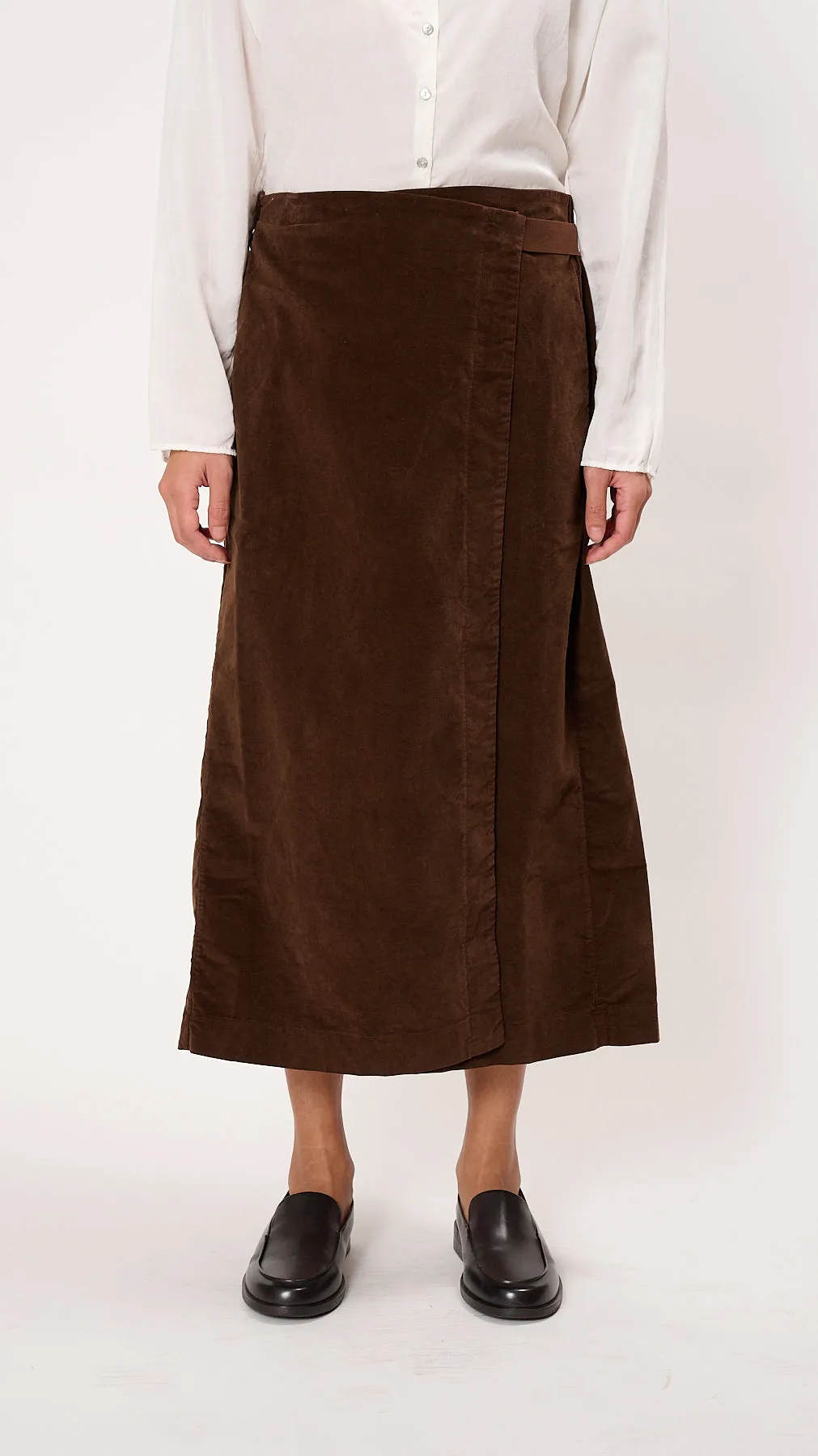 Velvet Wrap Skirt in Coffee