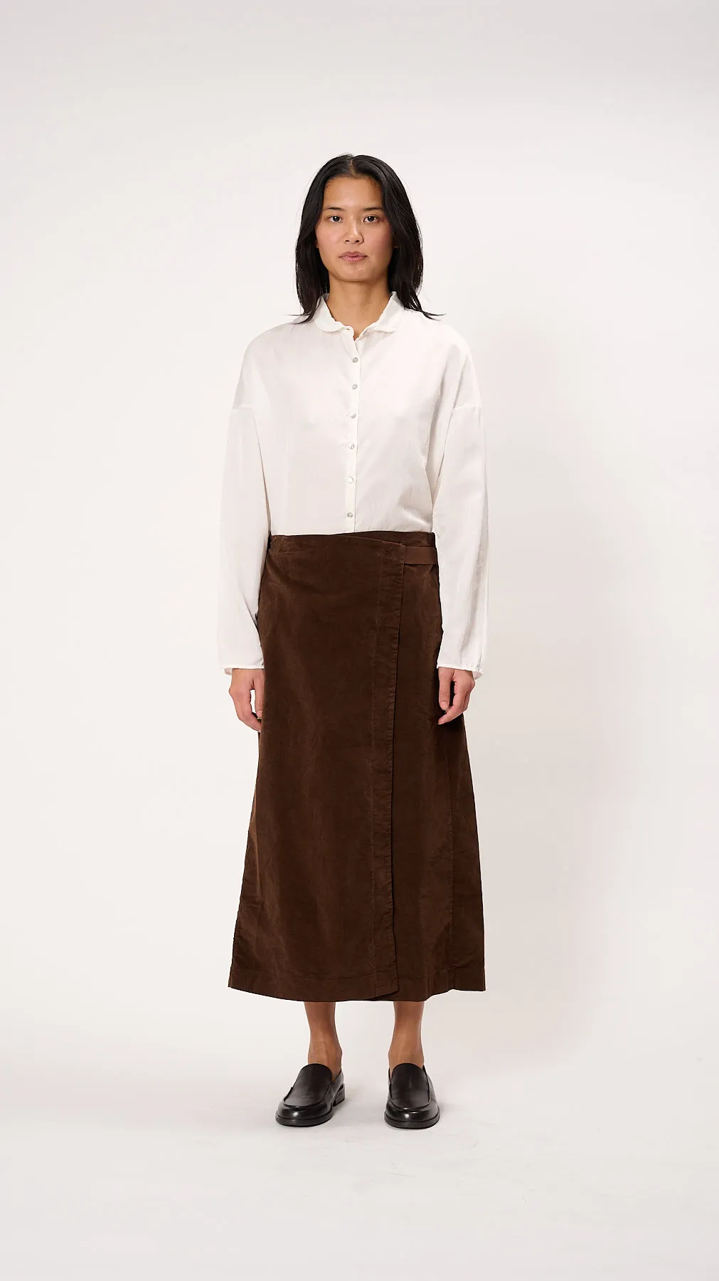 Velvet Wrap Skirt in Coffee