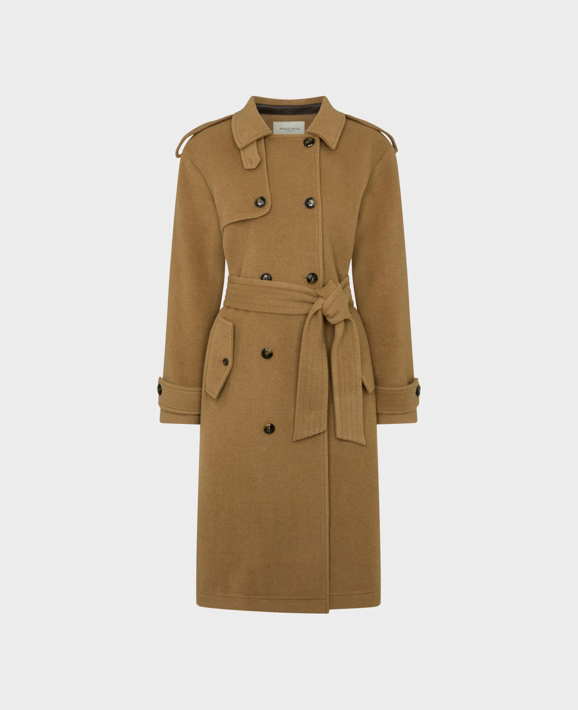 Victoria Belted Wool Blend Trench Coat