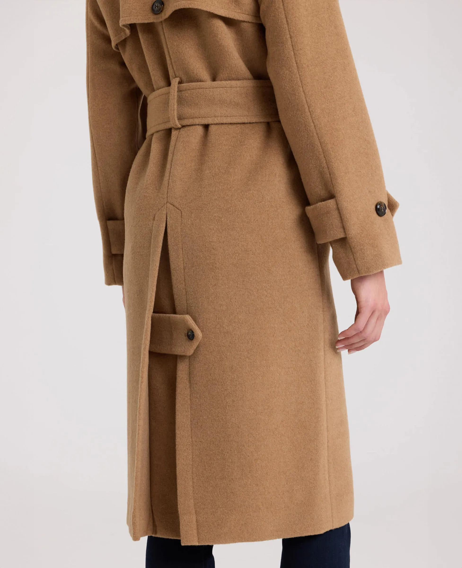 Victoria Belted Wool Blend Trench Coat