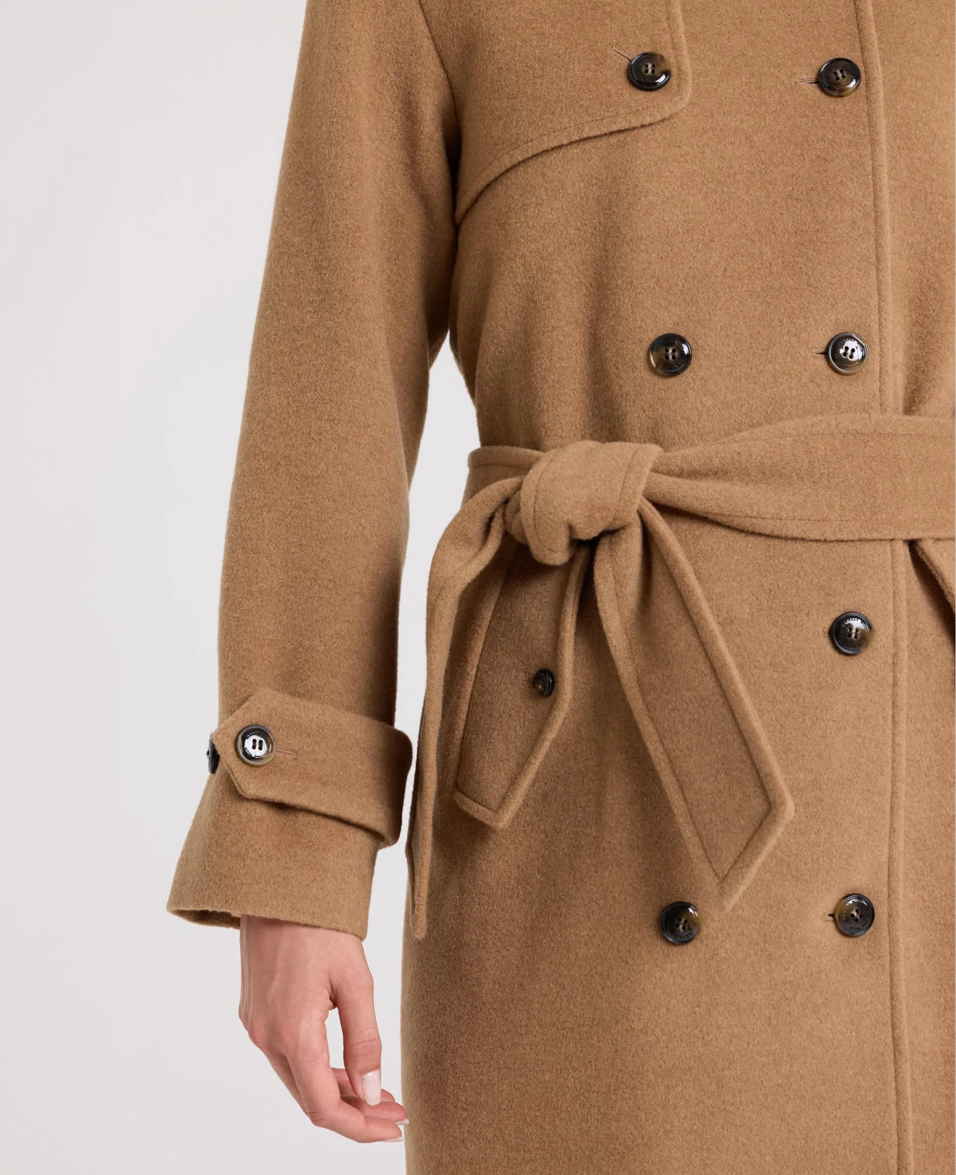 Victoria Belted Wool Blend Trench Coat