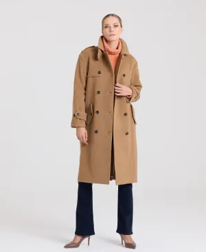 Victoria Belted Wool Blend Trench Coat