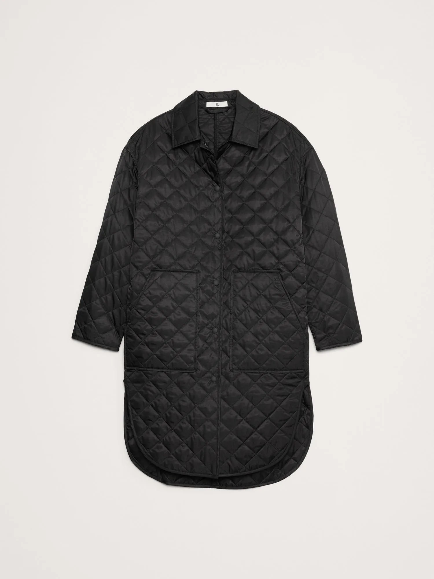 Water-Repellant Long Quilted Coat