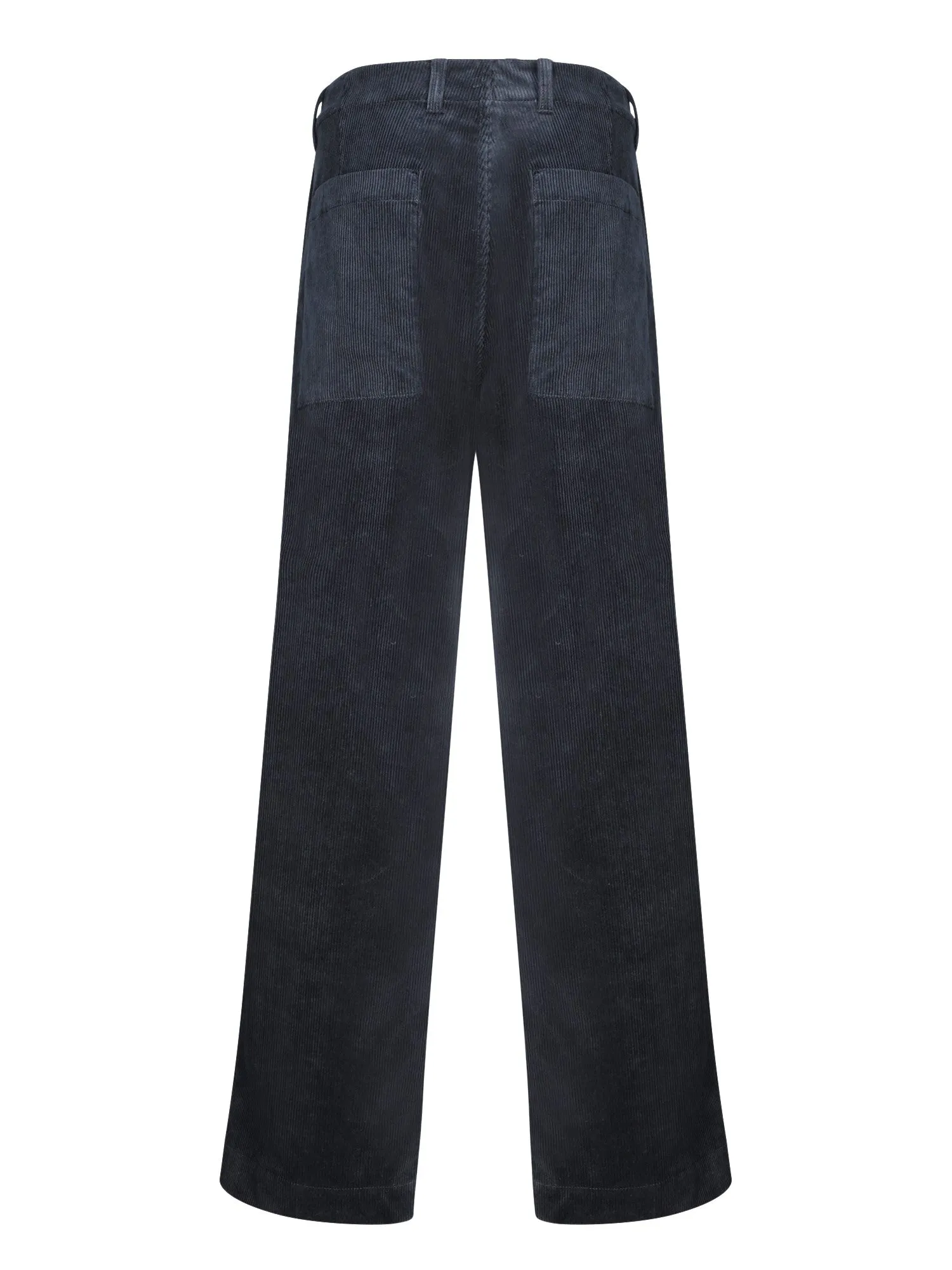 Wide-Leg Blue Corduroy Trousers