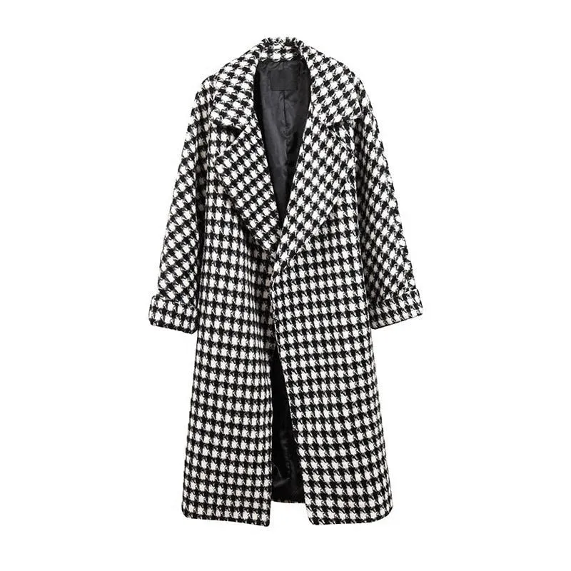 Women Casual Wool Blend Trench Coat Winter