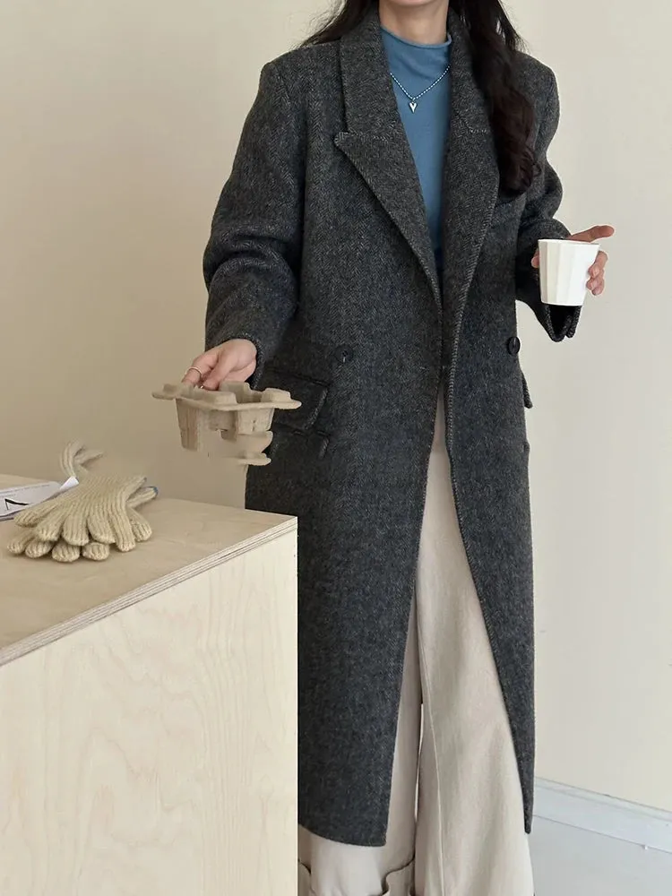 Women's Long Wool-Blend Walker Coat