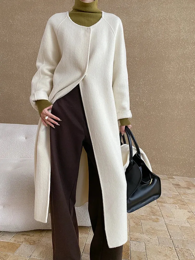 Women's Wool Blend Coat with Detachable Scarf