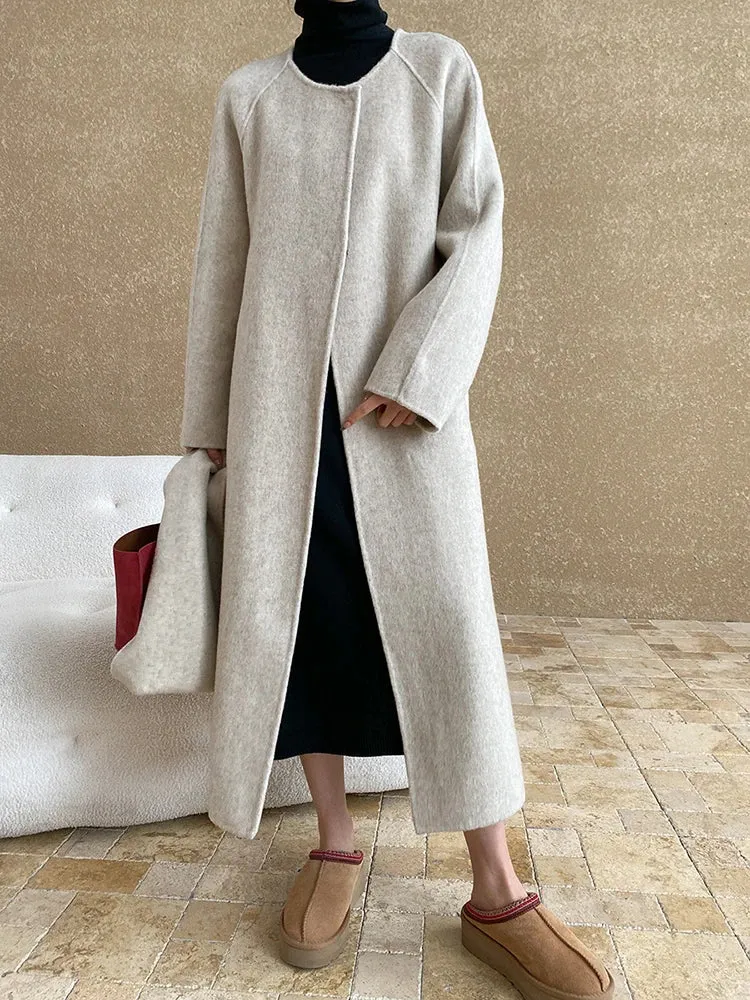 Women's Wool Blend Coat with Detachable Scarf