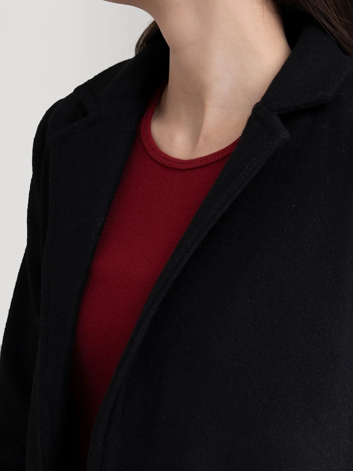 Wool Blend Overcoat - Black